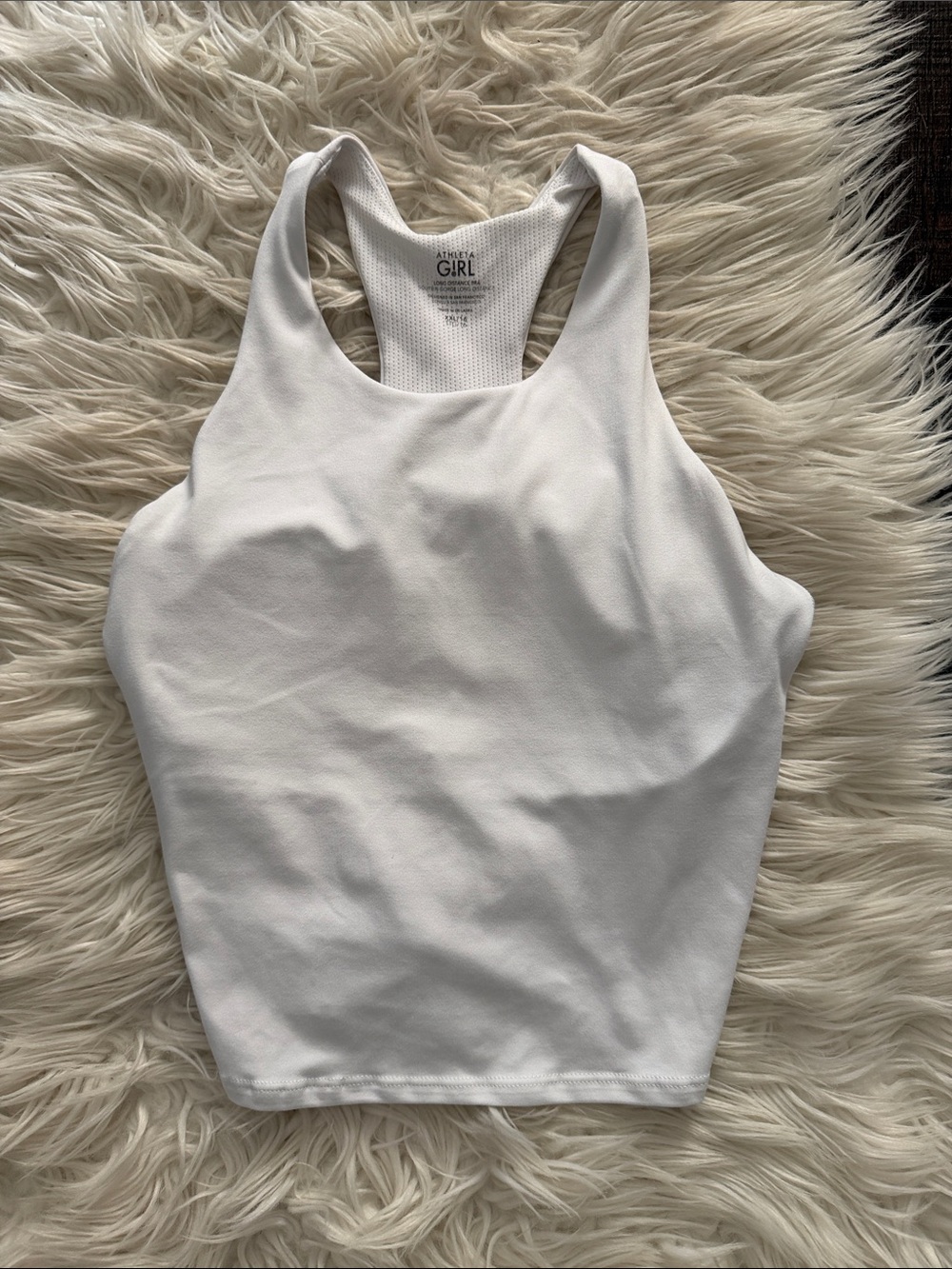 Athleta White Racerback Crop Tank Top